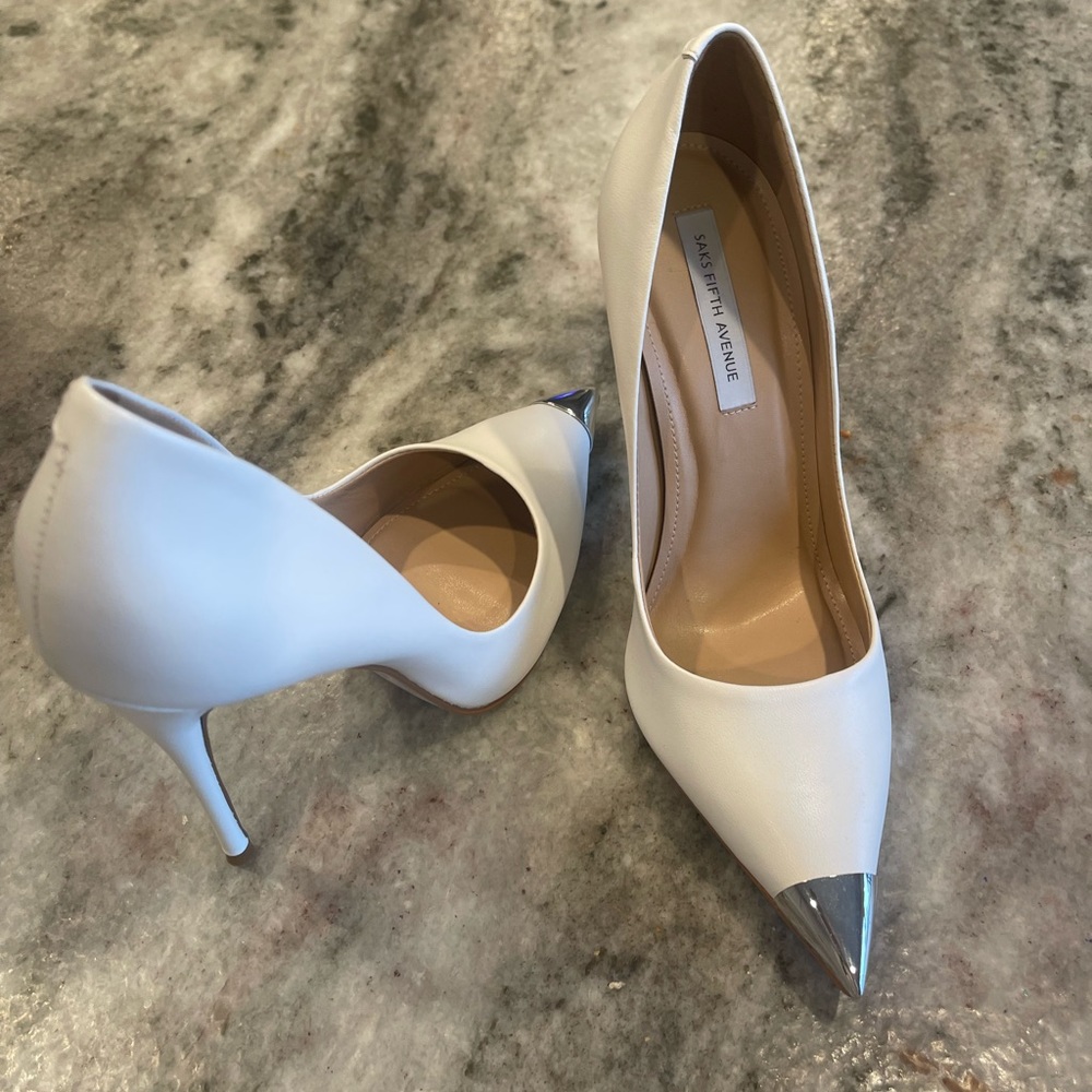 White and silver heels